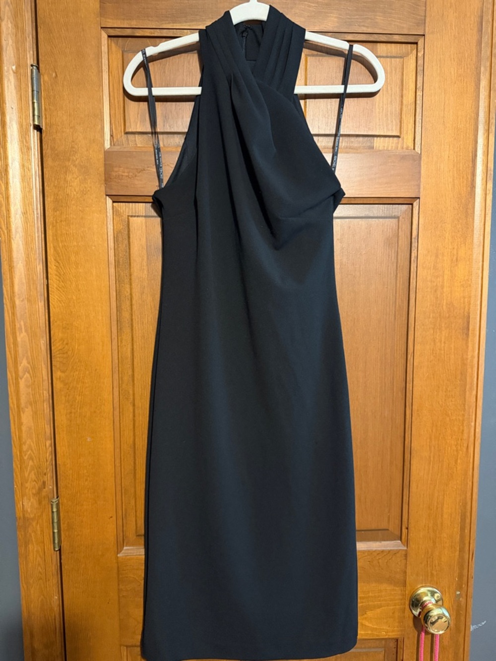 RACHEL Rachel Roy Black Draped Halter Midi Dress
